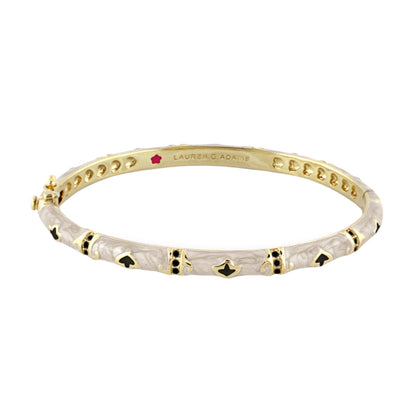 Stackable Fiesta Bangle in white enamel with gold-tone accents by Lauren G Adams on Tampa Home & Garden Store