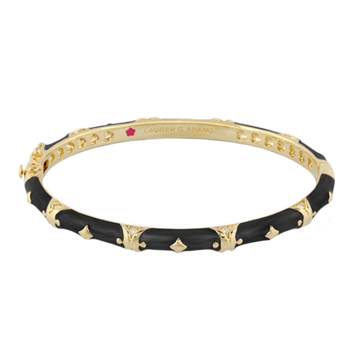 Stackable Fiesta Bangle Stud Station by Lauren G Adams, black enamel bracelet with gold accents on Tampa Home & Garden Store