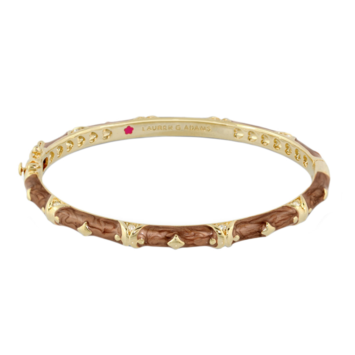 Fiesta Stackable Bangle Stud Station bracelet in gold-tone with brown marbled inlays on Tampa Home & Garden Store