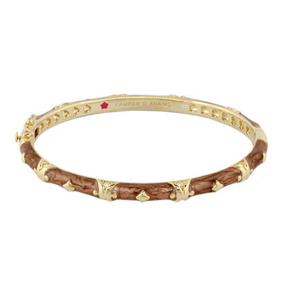 Fiesta Stackable Bangle Stud Station bracelet in gold-tone with brown marbled inlays on Tampa Home & Garden Store