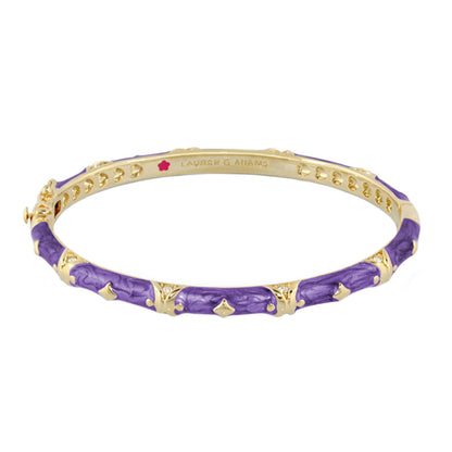 Stackable Fiesta Bangle by Lauren G Adams with purple marbled enamel and gold-tone studs on Tampa Home & Garden Store