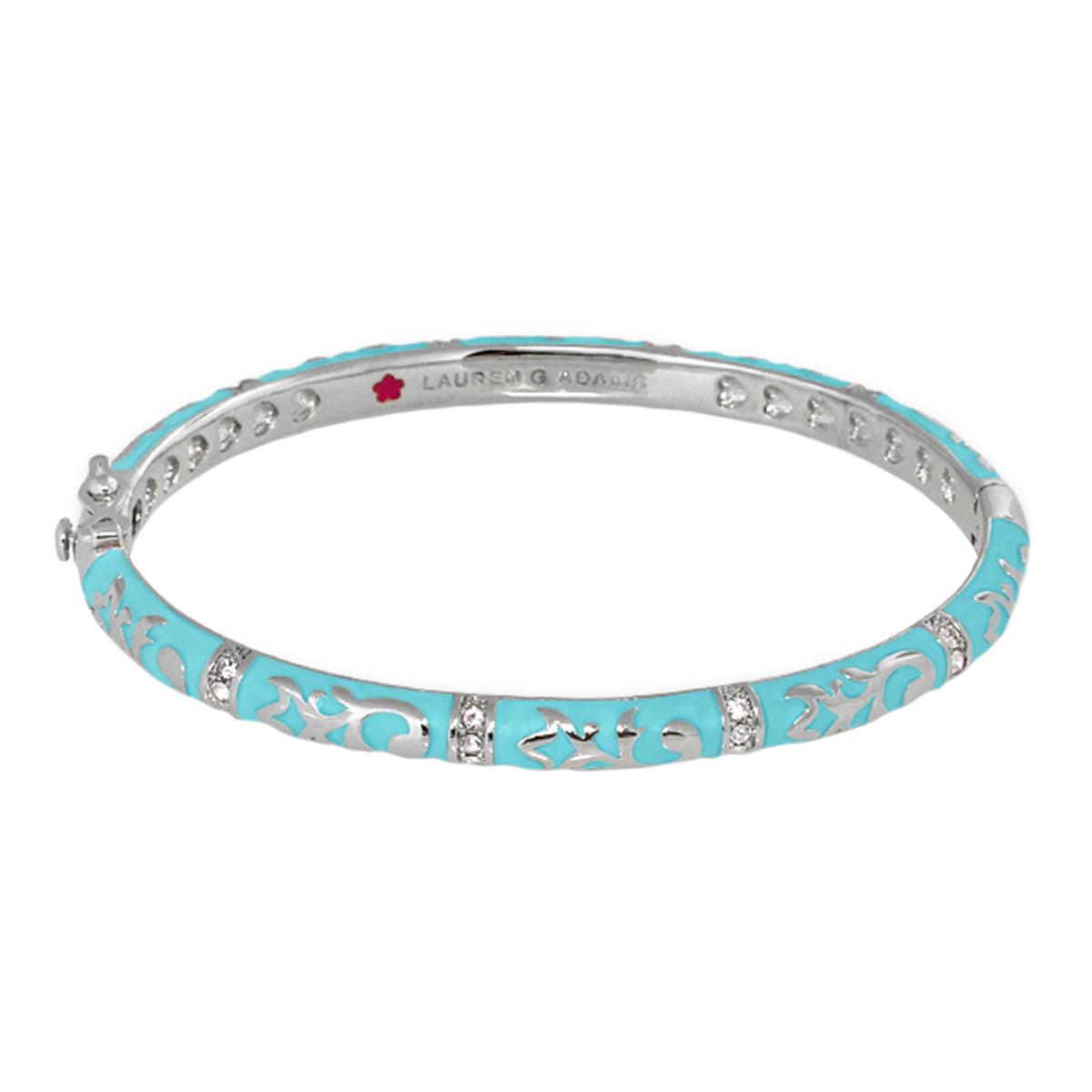 Stackable Fiesta Bangle turquoise bracelet with scroll overlay by Lauren G Adams on Tampa Home & Garden Store