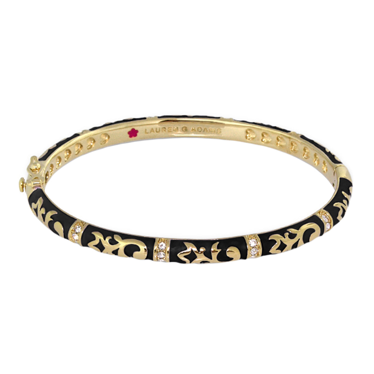 Stackable Fiesta Bangle gold-tone bracelet with black enamel scrollwork by Lauren G Adams on Tampa Home & Garden Store