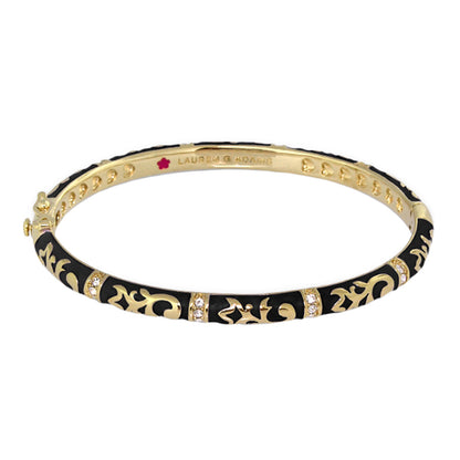Stackable Fiesta Bangle gold-tone bracelet with black enamel scrollwork by Lauren G Adams on Tampa Home & Garden Store