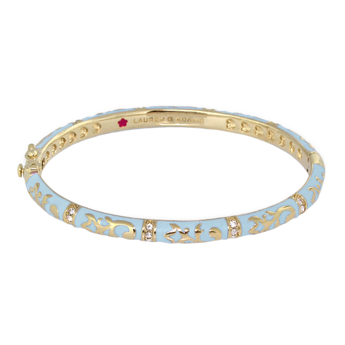 Stackable Fiesta Bangle Scroll Overlay blue enamel with gold accents Lauren G Adams on Tampa Home & Garden Store