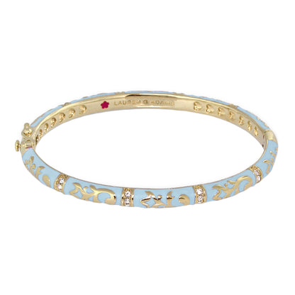 Stackable Fiesta Bangle Scroll Overlay blue enamel with gold accents Lauren G Adams on Tampa Home & Garden Store