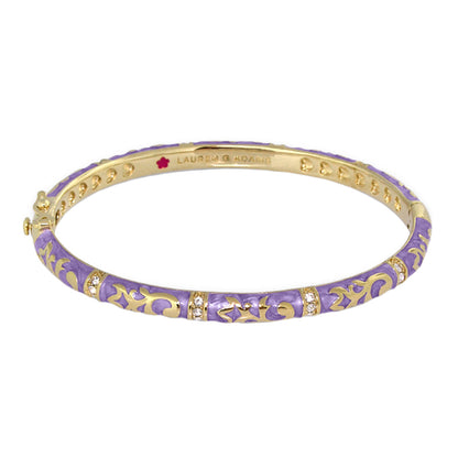 Stackable Fiesta Bangle with purple enamel scroll overlay and crystals by Lauren G Adams on Tampa Home & Garden Store