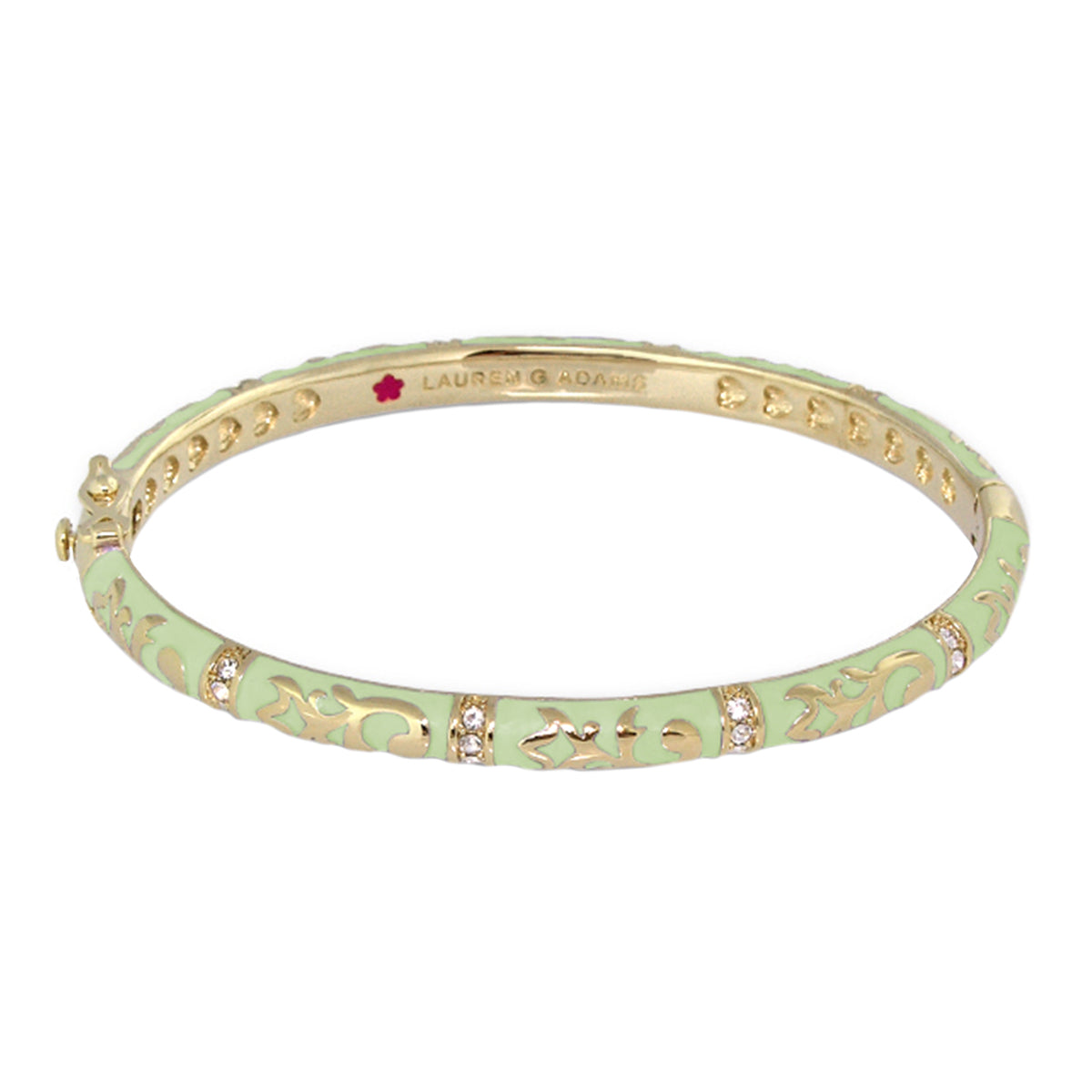 Stackable Fiesta Bangle mint enamel, gold-tone scroll overlay and crystals, Lauren G Adams on Tampa Home & Garden Store