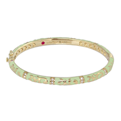 Stackable Fiesta Bangle mint enamel, gold-tone scroll overlay and crystals, Lauren G Adams on Tampa Home & Garden Store