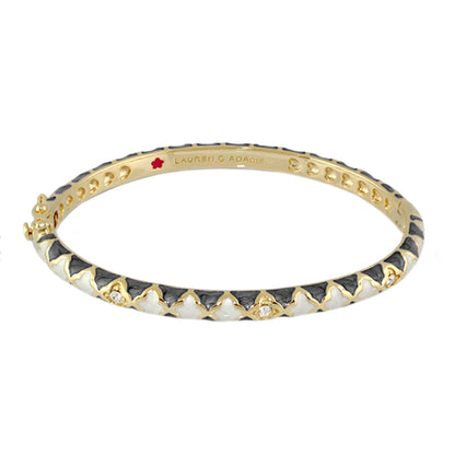 Stackable Fiesta Bangle Triangle & Pavé, Lauren G Adams, gold with black enamel triangles on Tampa Home & Garden Store
