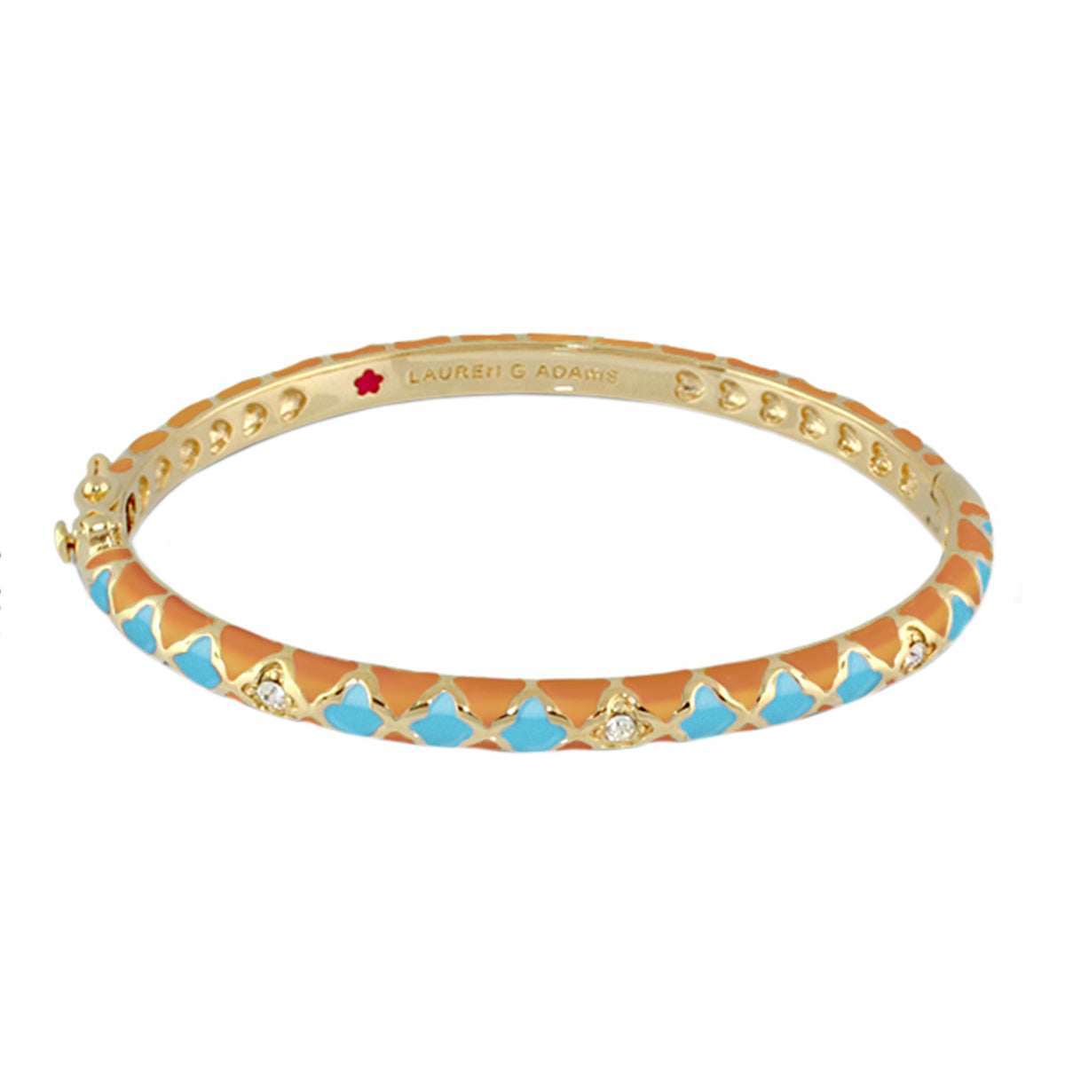 Stackable Fiesta Bangle Lauren G Adams gold-tone bracelet blue triangle enamel pavé accents on Tampa Home & Garden Store