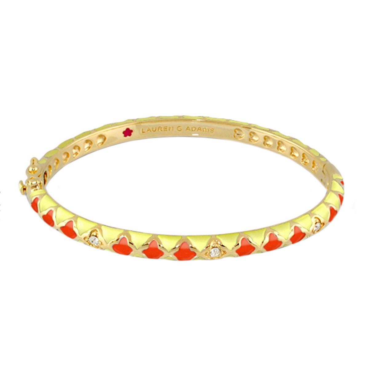 Stackable Fiesta Bangle - Lauren G Adams, gold-tone enamel bracelet with red pavé triangles on Tampa Home & Garden Store