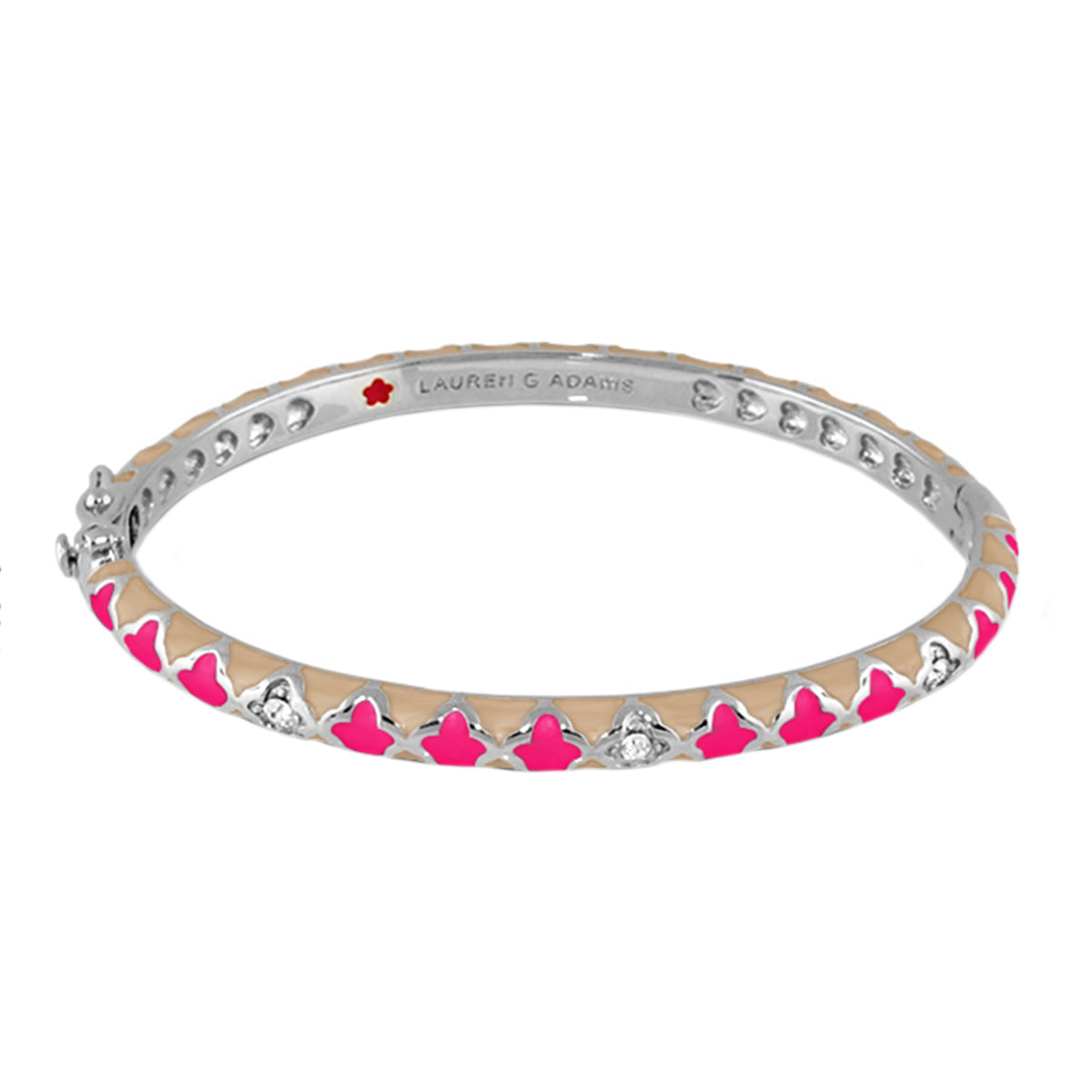 Stackable Fiesta Bangle Triangle & Pavé bracelet in silver tone with pink heart motifs Lauren G Adams on Tampa Home & Garden Store