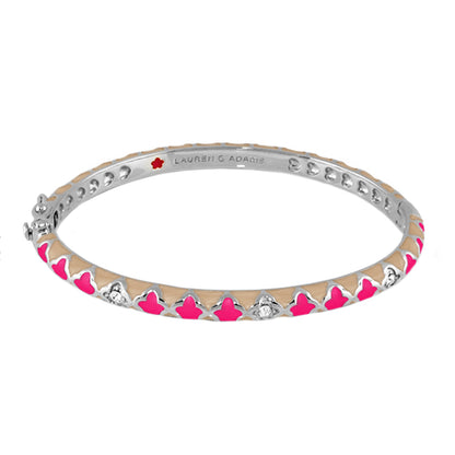 Stackable Fiesta Bangle Triangle & Pavé bracelet in silver tone with pink heart motifs Lauren G Adams on Tampa Home & Garden Store
