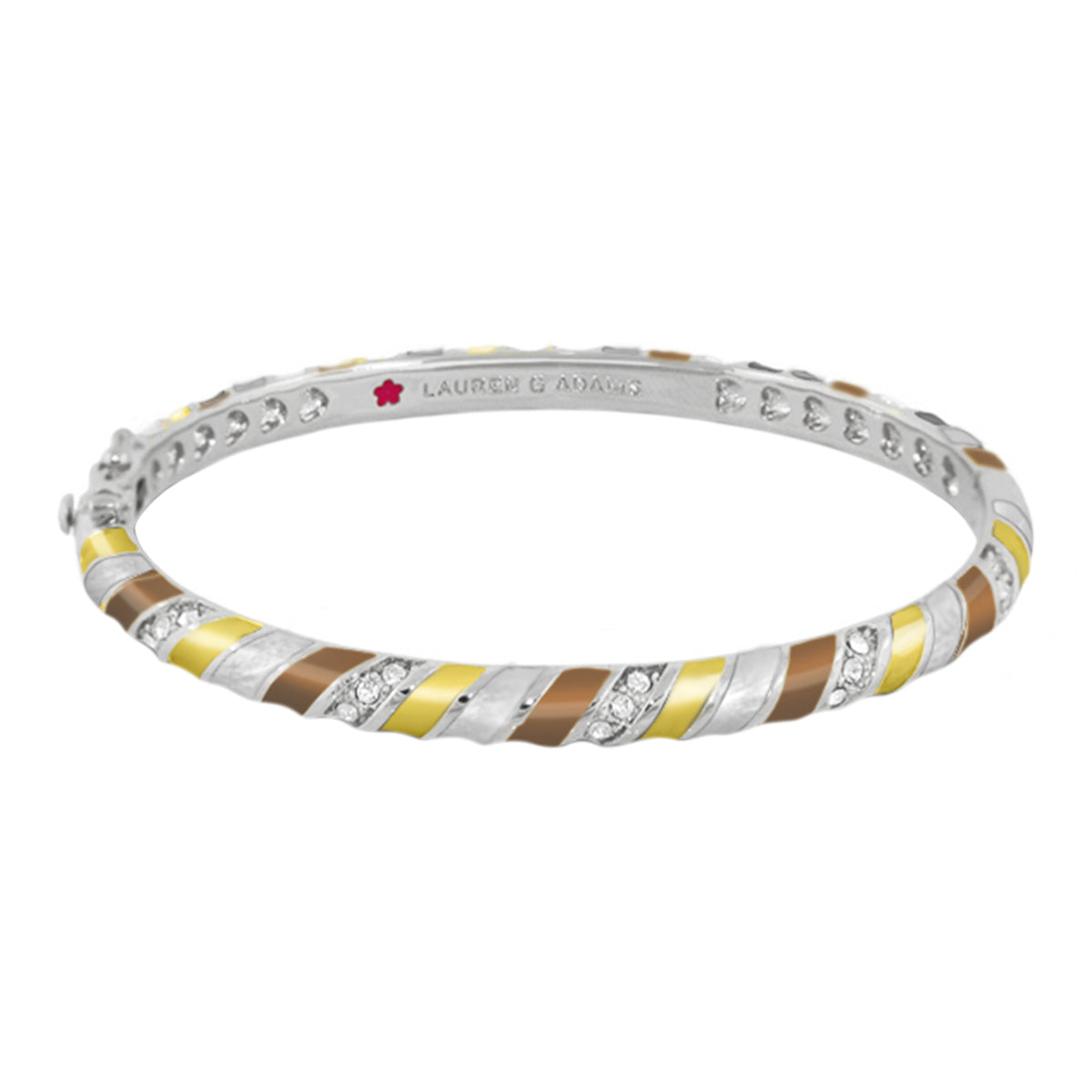 Fiesta Stripes Stackable Bangle in yellow brown enamel with crystals by Lauren G Adams on Tampa Home & Garden Store