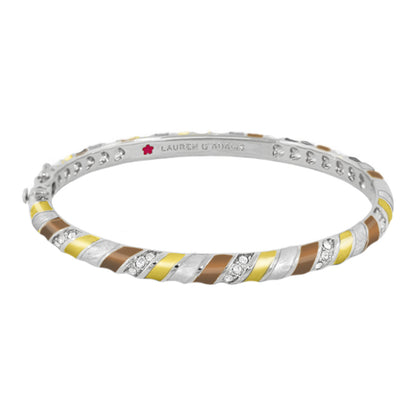 Fiesta Stripes Stackable Bangle in yellow brown enamel with crystals by Lauren G Adams on Tampa Home & Garden Store