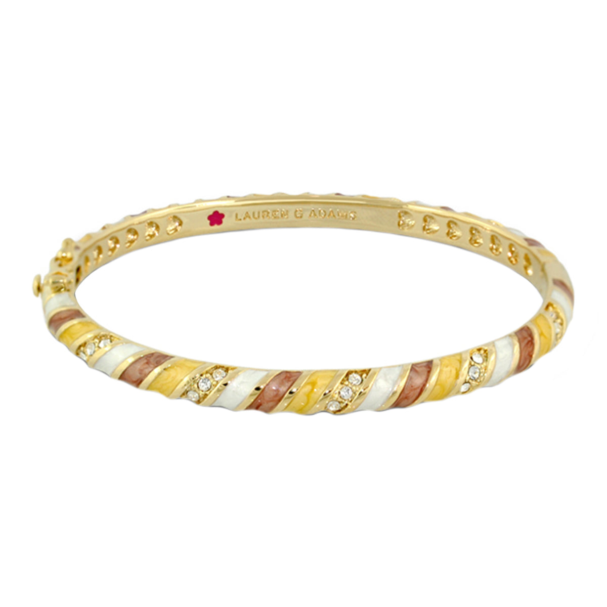 Stackable Fiesta Stripes Bangle by Lauren G Adams, gold-tone twisted enamel with crystals on Tampa Home & Garden Store