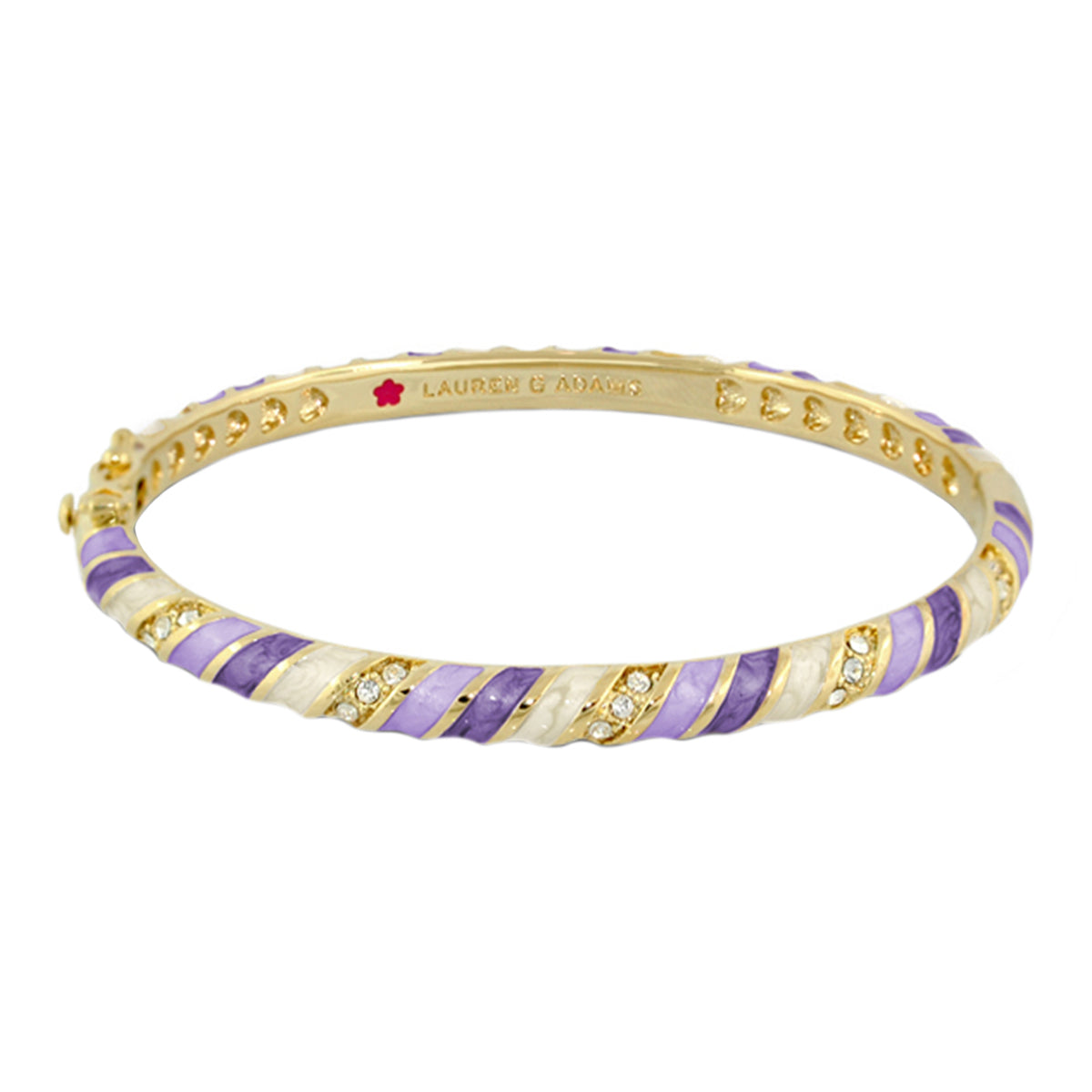Stackable Fiesta Stripes Bangle in gold with purple enamel and crystals by Lauren G Adams on Tampa Home & Garden Store