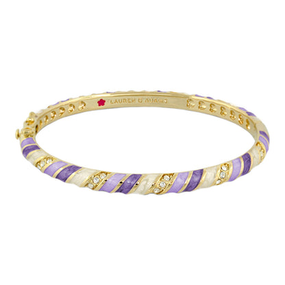 Stackable Fiesta Stripes Bangle in gold with purple enamel and crystals by Lauren G Adams on Tampa Home & Garden Store