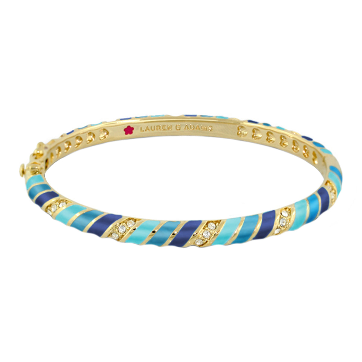 Stackable Fiesta Stripes Bangle by Lauren G Adams, gold-tone bracelet with turquoise enamel on Tampa Home & Garden Store