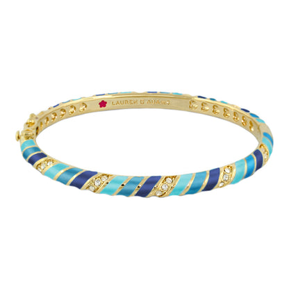 Stackable Fiesta Stripes Bangle by Lauren G Adams, gold-tone bracelet with turquoise enamel on Tampa Home & Garden Store