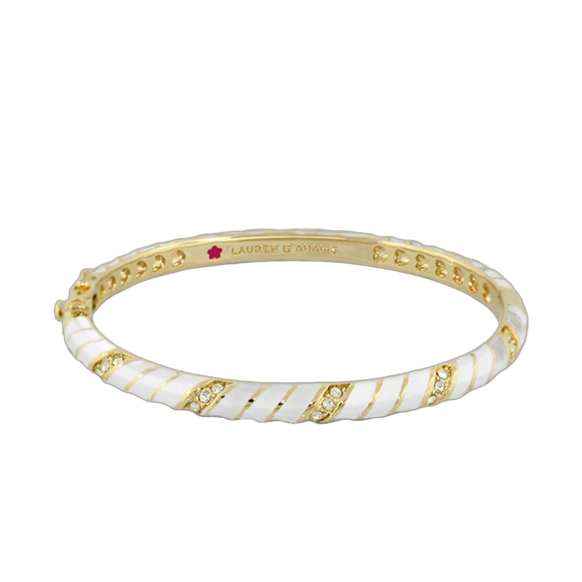 Stackable Fiesta Stripes Bangle gold-tone with white enamel and crystal accents by Lauren G Adams on Tampa Home & Garden Store