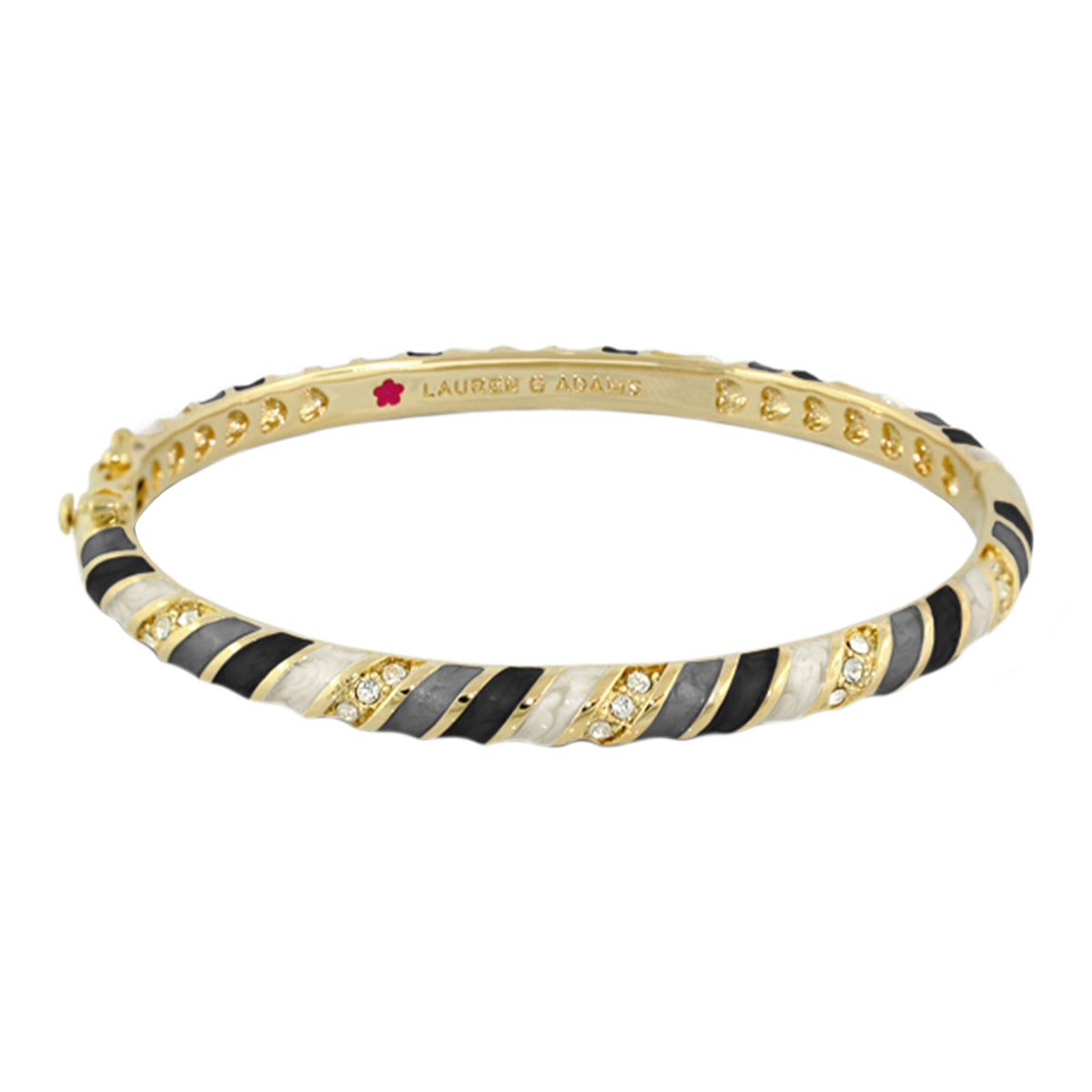Stackable Fiesta Stripes Bangle Lauren G Adams gold black white bracelet with crystals on Tampa Home & Garden Store
