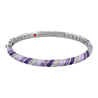 Stackable Fiesta Stripes Bangle; Lauren G Adams silver-tone bracelet with purple enamel and crystals on Tampa Home & Garden Store