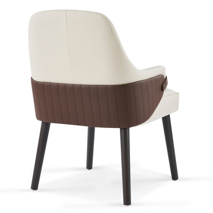 Indoor dining chair set of 2 in beige and brown leather, ergonomic armrests by HouseOfZazla on Tampa Home & Garden Store
