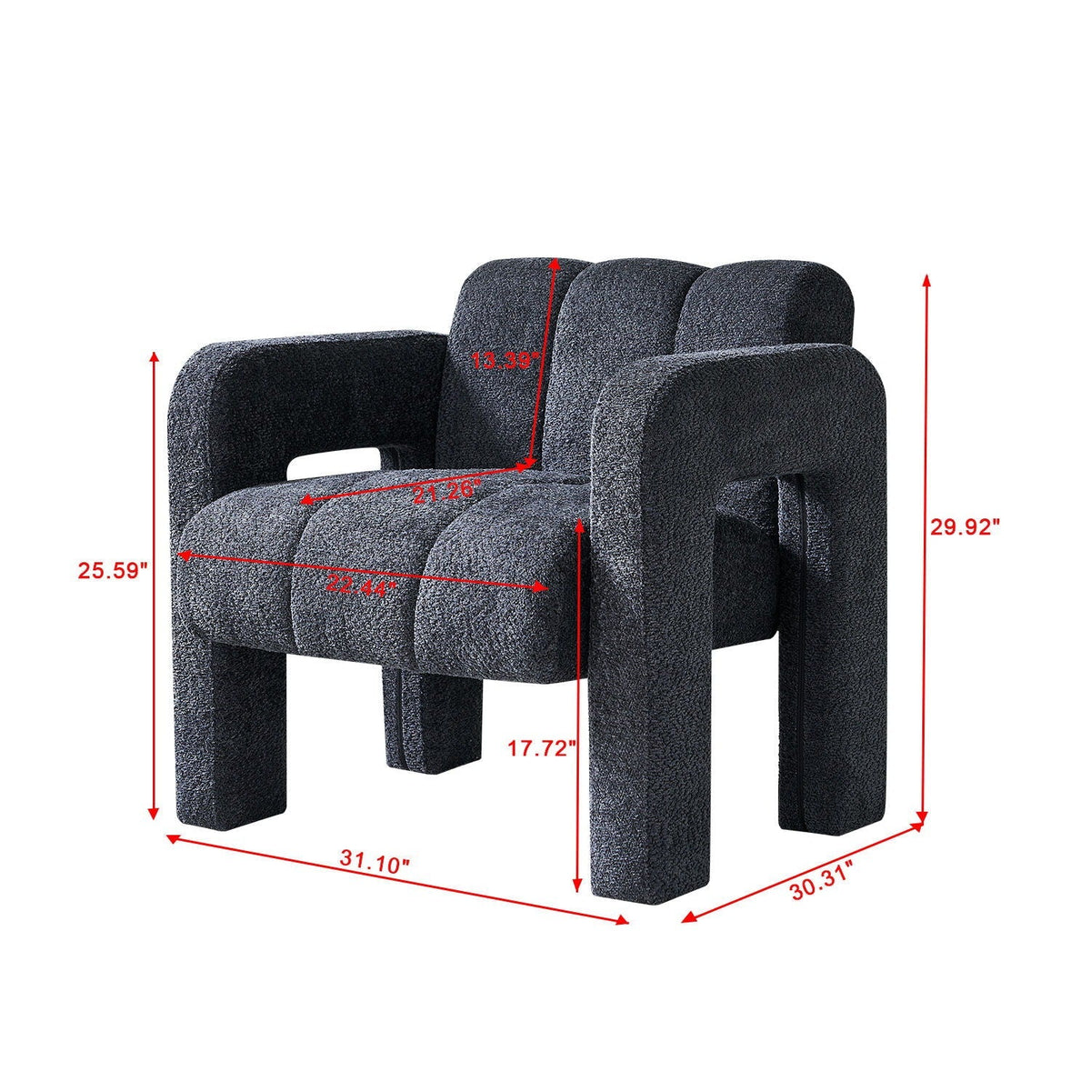 Boucle upholstered accent chair with solid wood frame in dark gray HouseOfZazla on Tampa Home & Garden Store