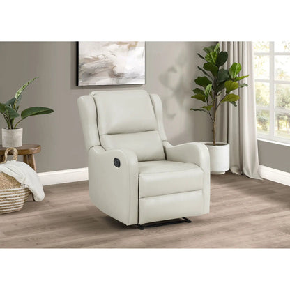 Cortland ivory upholstered English-arm reclining chair with side control in living room on Tampa Home & Garden Store