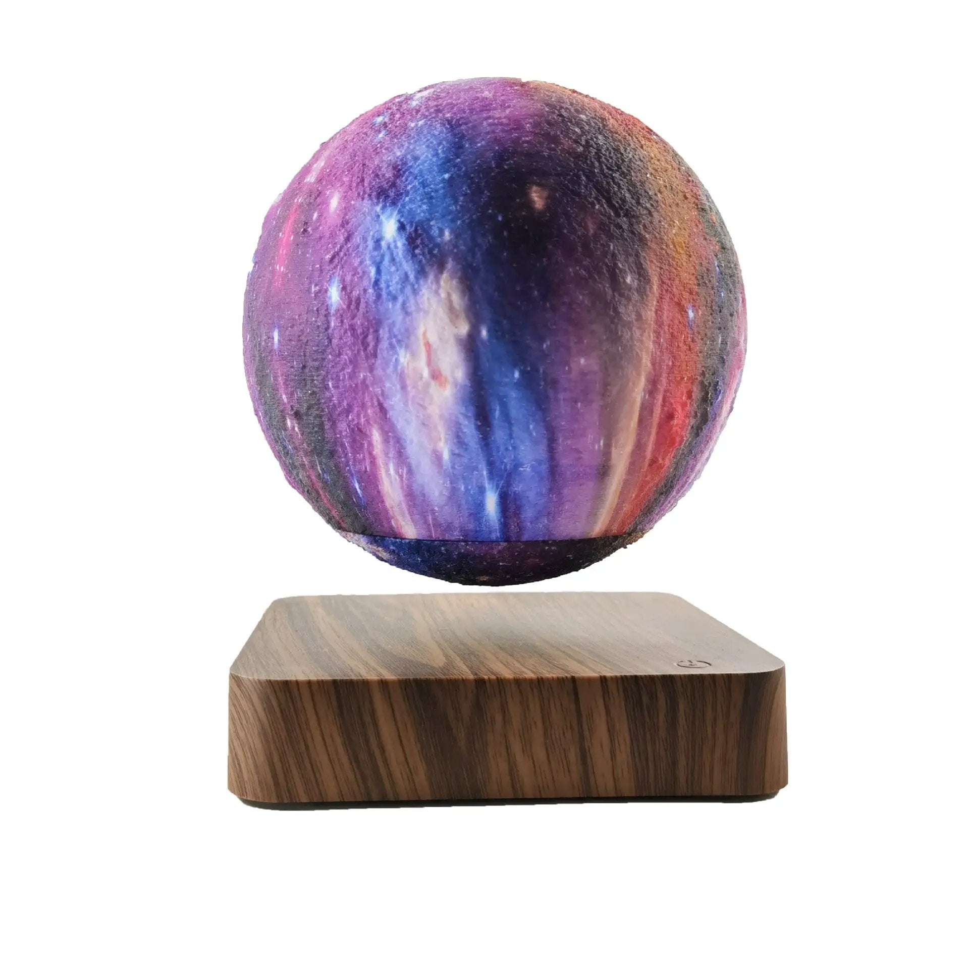 Magnetic levitation galaxy decorative light levitating colorful sphere above wooden base on Tampa Home & Garden Store