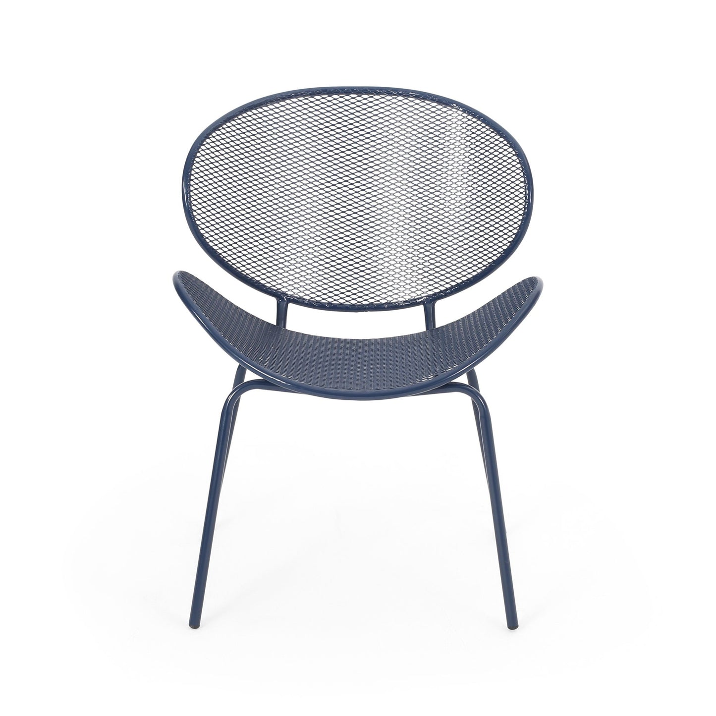 Pair of navy armless outdoor chairs with mesh backs and seats Elba Contemporary Chair Set on Tampa Home & Garden Store
