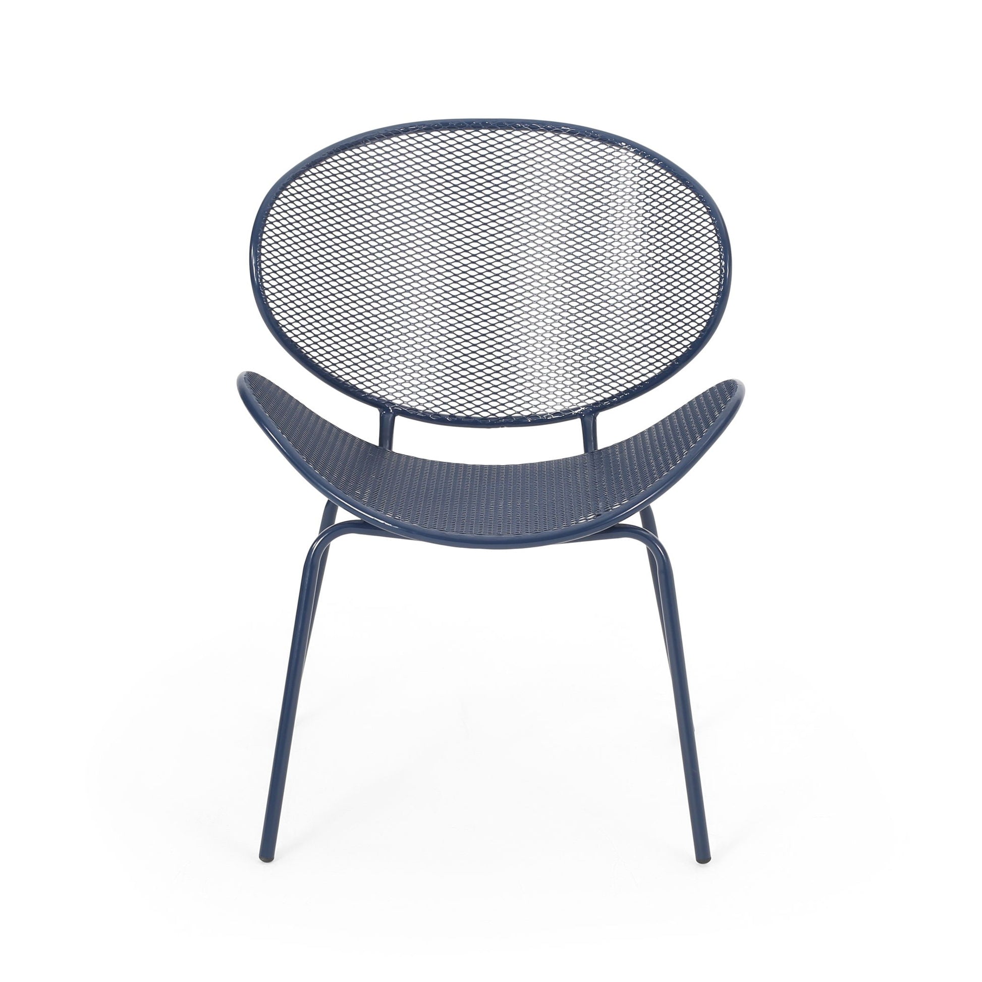 Pair of navy armless outdoor chairs with mesh backs and seats Elba Contemporary Chair Set on Tampa Home & Garden Store