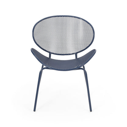 Pair of navy armless outdoor chairs with mesh backs and seats Elba Contemporary Chair Set on Tampa Home & Garden Store