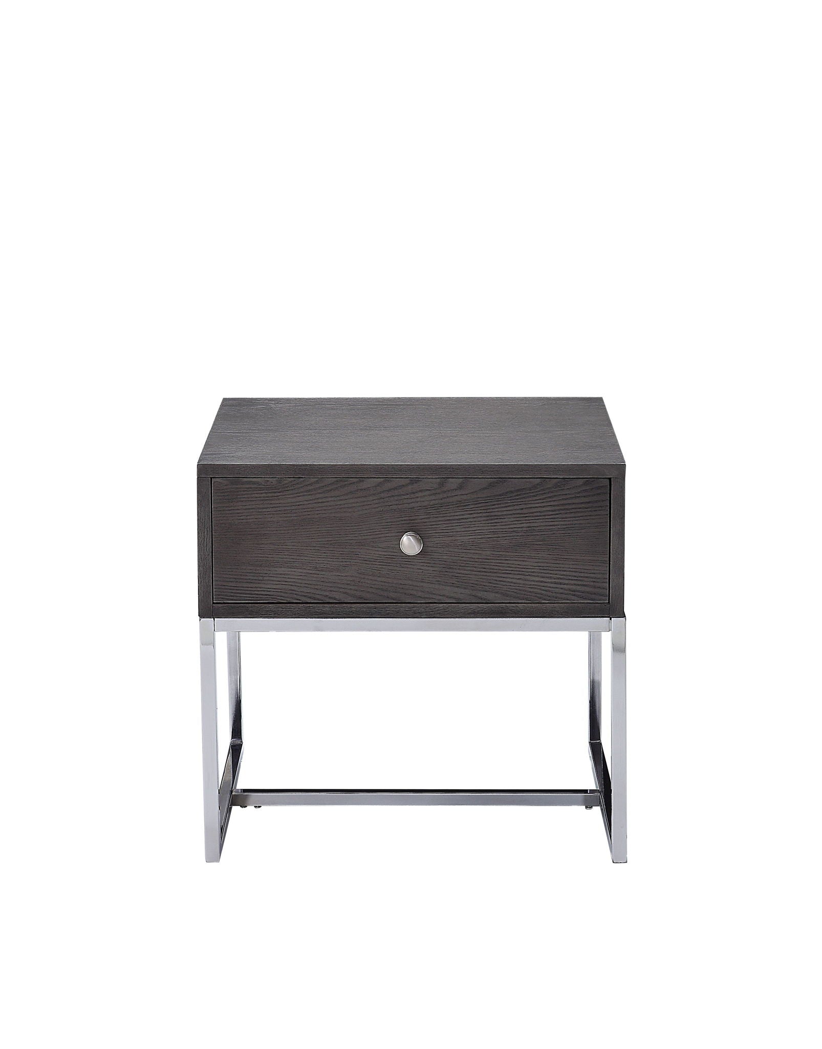 Iban End Table Gray Oak top with Chrome legs, single drawer by HouseOfZazla on Tampa Home & Garden Store