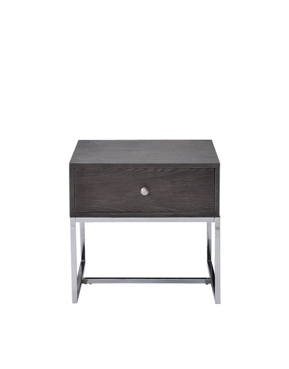 Iban End Table Gray Oak top with Chrome legs, single drawer by HouseOfZazla on Tampa Home & Garden Store