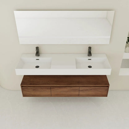Contemporary Wall Mounted Vanity with Dual Sinks