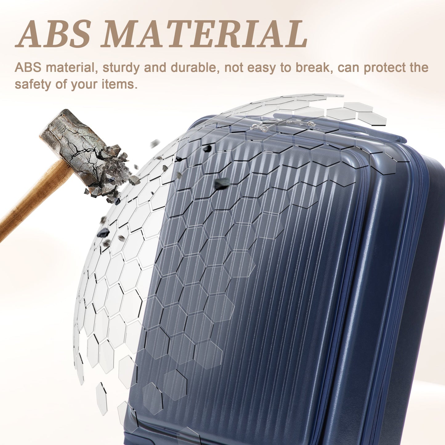 2-piece ABS spinner luggage set (14 & 20 in), metallic blue hex-pattern shell on Tampa Home & Garden Store