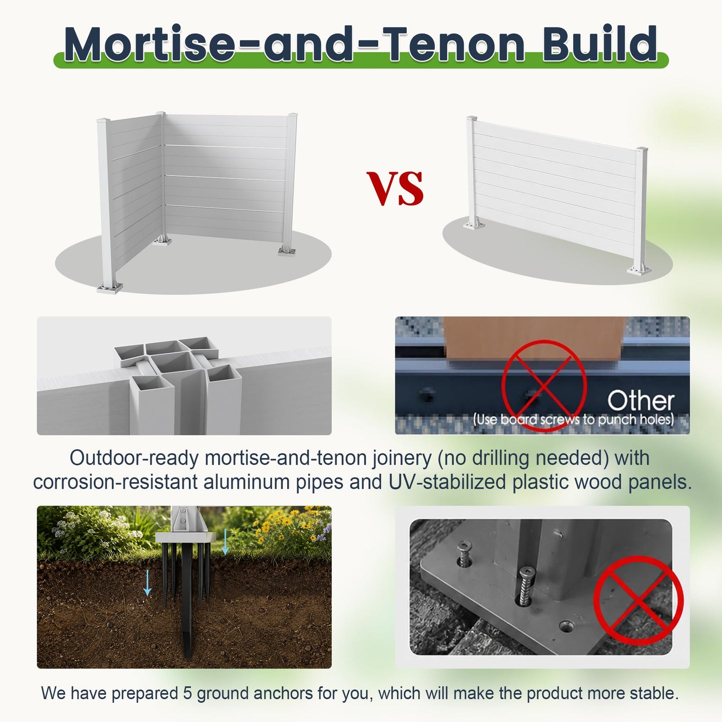 Two Panel Vinyl Outdoor Privacy Screen For Patio