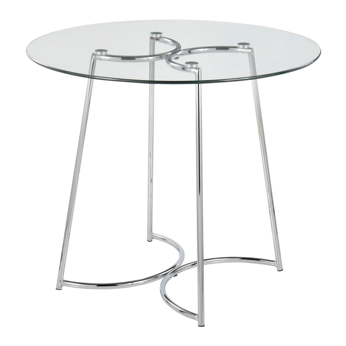 Cece Contemporary Glass Dinette Table with Chrome Metal Frame, round clear top by HouseOfZazla on Tampa Home & Garden Store