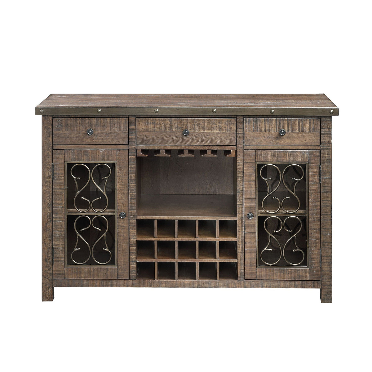 Raphaela Server with Cup Holder & Wine Rack, cherry finish, HouseOfZazla on Tampa Home & Garden Store