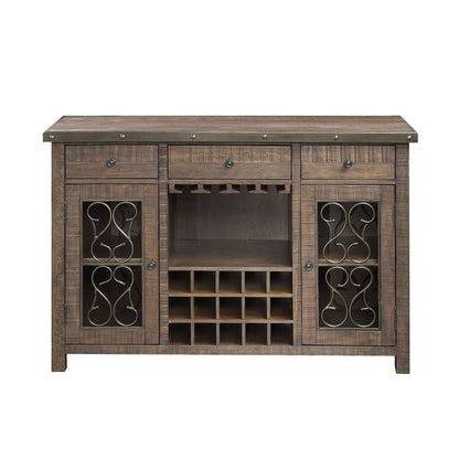 Raphaela Server with Cup Holder & Wine Rack, cherry finish, HouseOfZazla on Tampa Home & Garden Store