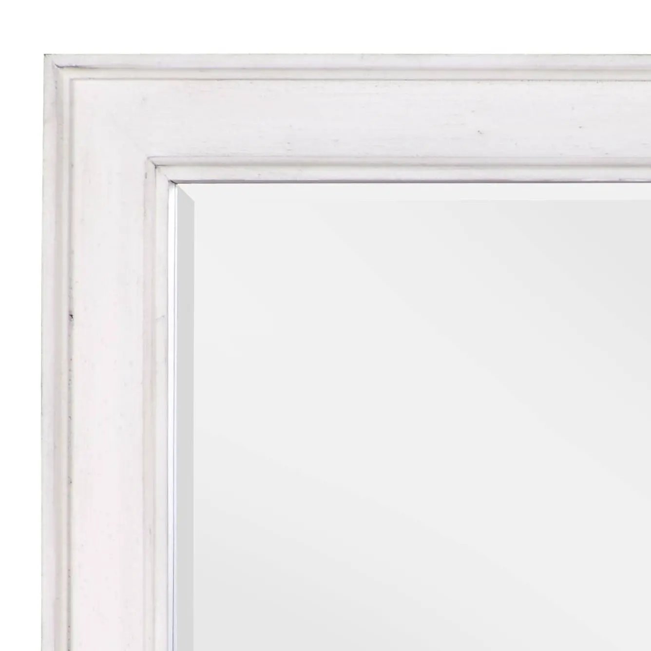 Katia Weathered Mirror White Finish Beveled Edge
