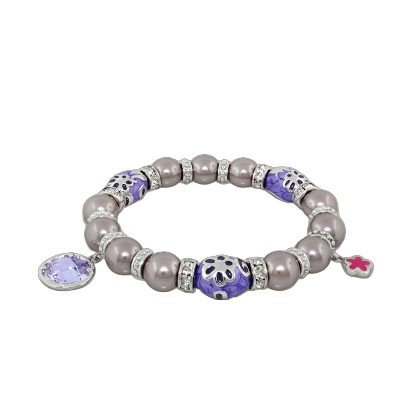 Daisy Swirl Bracelet by Lauren G Adams with lavender-gray glass beads and crystal spacers on Tampa Home & Garden Store