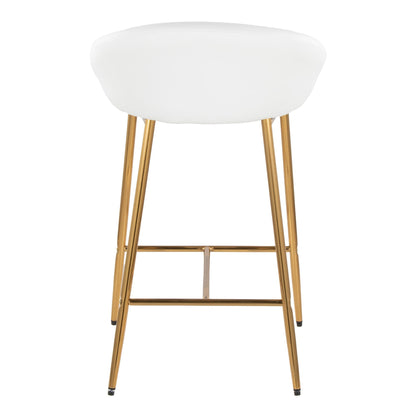Glam Counter Stool Set with Curved Upholstered Seat white, gold metal legs HouseOfZazla on Tampa Home & Garden Store