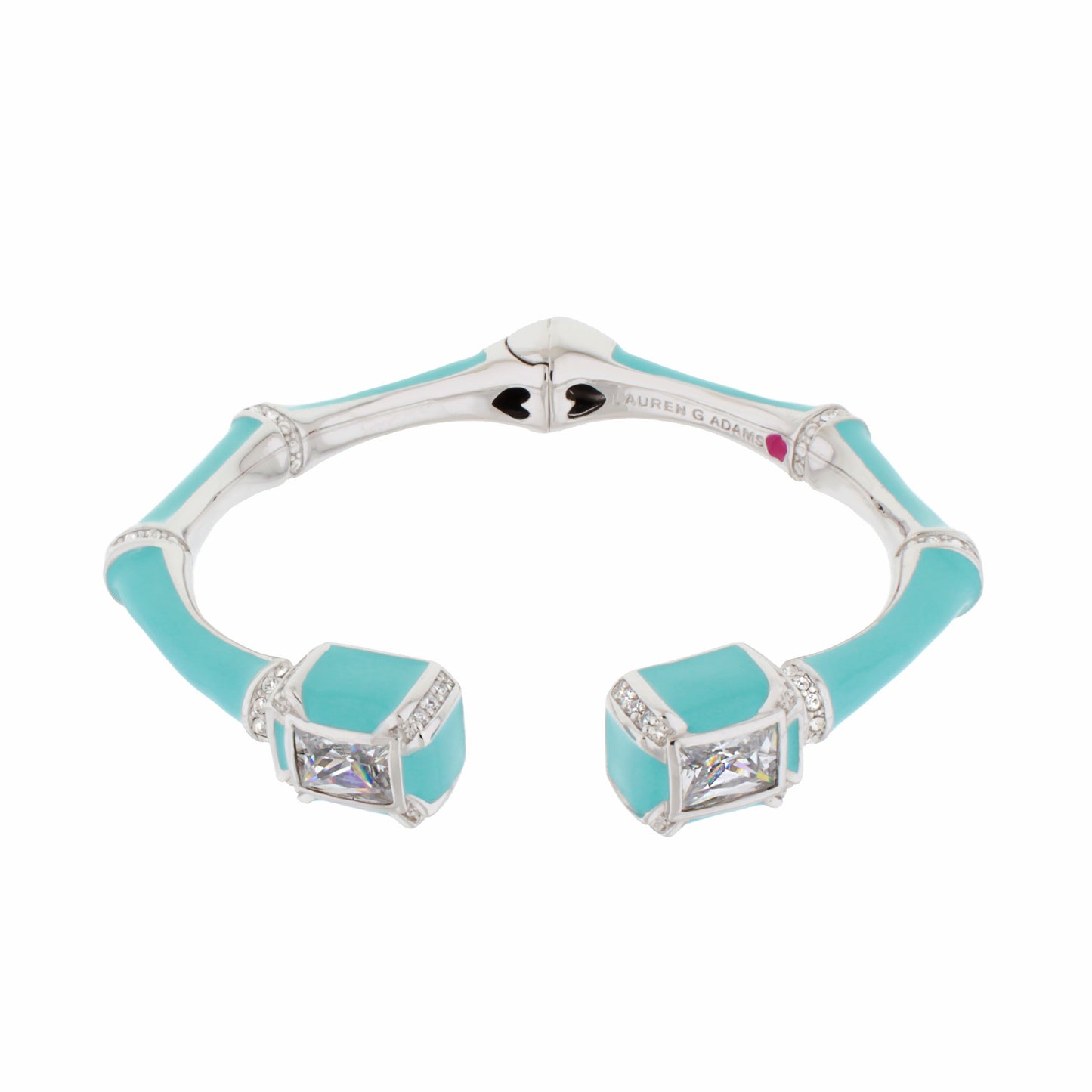 Bamboo Bangle turquoise enamel hinged bracelet with crystal-tip ends by Lauren G Adams on Tampa Home & Garden Store