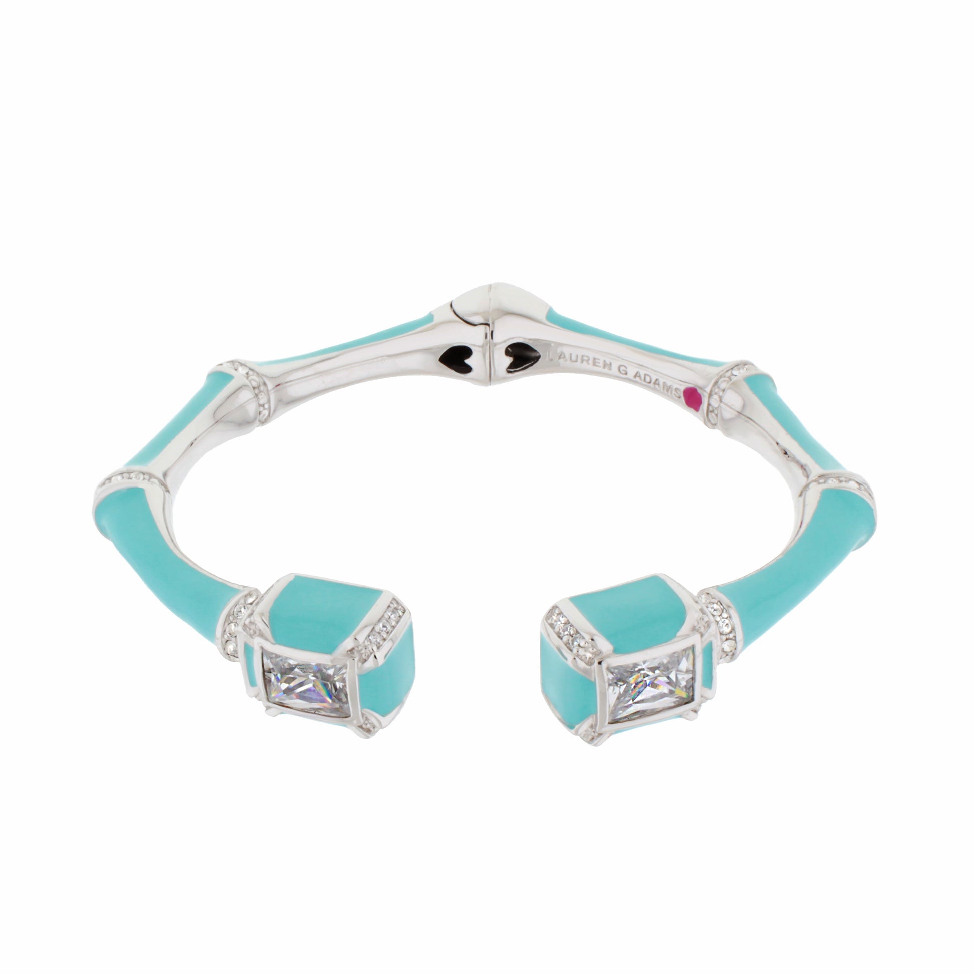 Bamboo Bangle turquoise enamel hinged bracelet with crystal-tip ends by Lauren G Adams on Tampa Home & Garden Store