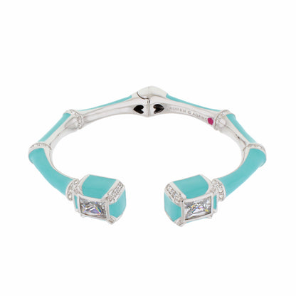 Bamboo Bangle turquoise enamel hinged bracelet with crystal-tip ends by Lauren G Adams on Tampa Home & Garden Store