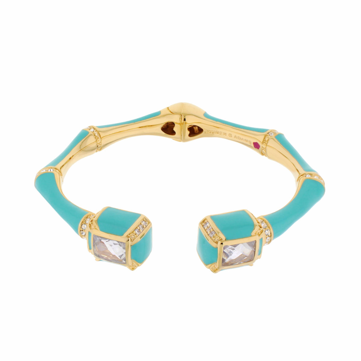 Bamboo Bangle Crystal Tip Cuff turquoise enamel hinged bracelet crystal ends Lauren G Adams on Tampa Home & Garden Store